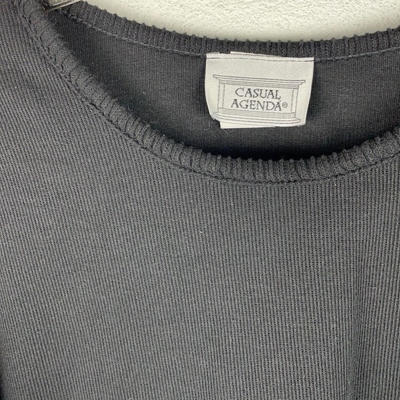 CASUAL AGENDA | VINTAGE 90s 🖤 Ribbed Thin 3/4 Sleeves Sweater Top - Picture 10 of 11